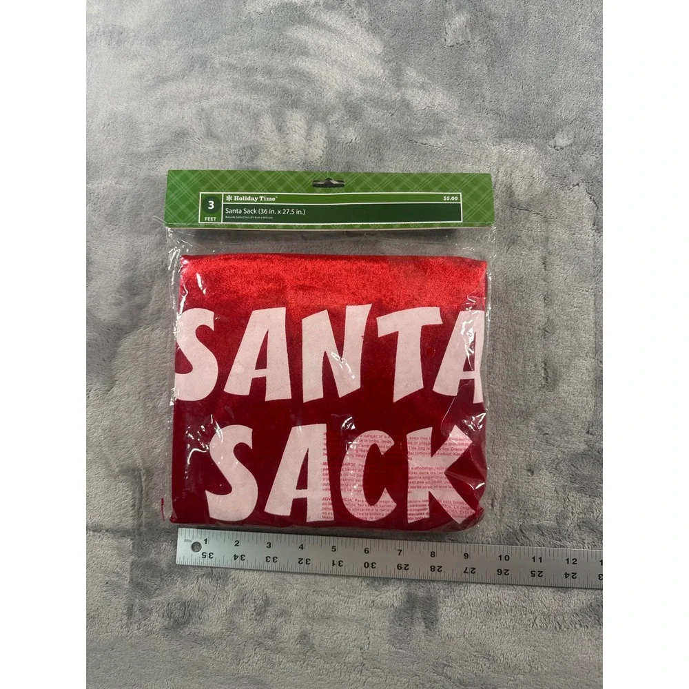 Holiday Time Red Velvet Santa Sack 36 x 27.5 Large Christmas Gift Drawstring Bag